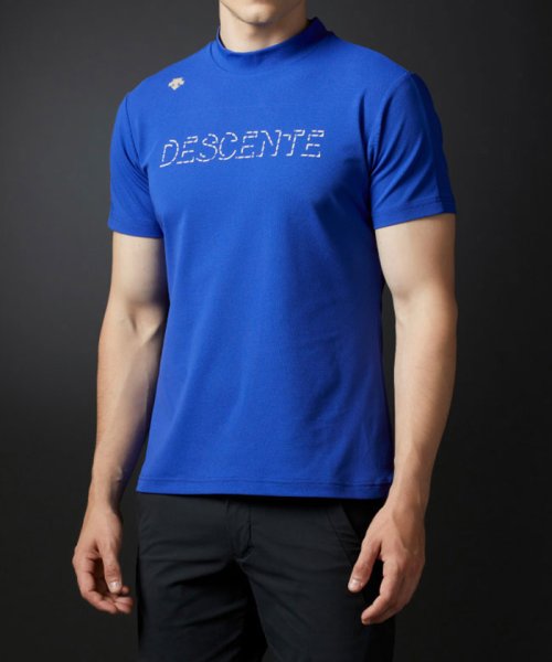DESCENTE GOLF （デサントゴルフ）ソロテックス鹿の子ロゴプリントモックネックシャツ
